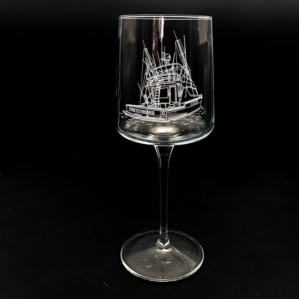 Fishing Yacht Retro Wine Glass | Giftware Engraved