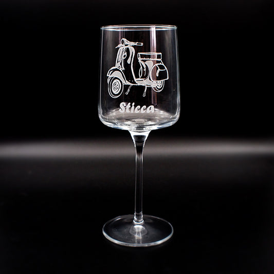 Italian Scooter Engraved on Wine Glass | Giftware Engraved