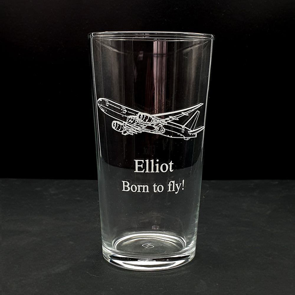 Boeing 777 Engraved Beer Glass with personalised Message | Giftware Engraved