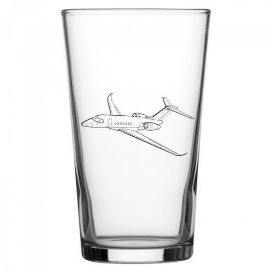 mockup image of Pint Beer Glass engraved with Cessna 560 Aircraft Artwork | Giftware Engraved
