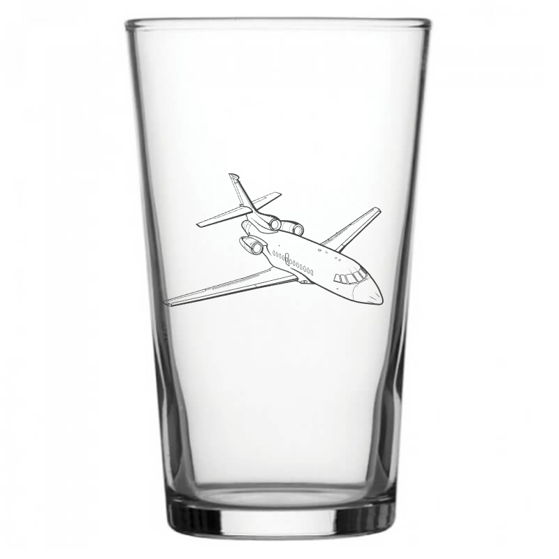 mockup image of Pint Beer Glass engraved with Dassault Falcon 900 Aircraft Artwork | Giftware Engraved