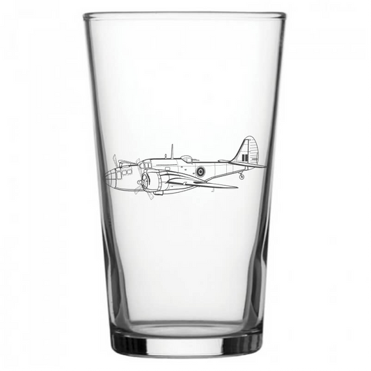 mockup image of Pint Beer Glass engraved with Martin 187 Baltimore Aircraft Artwork | Giftware Engraved