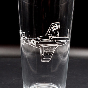 World War 2 P51 Mustang Fighter Engraved on Everyday Beer Glass | Giftware Engraved