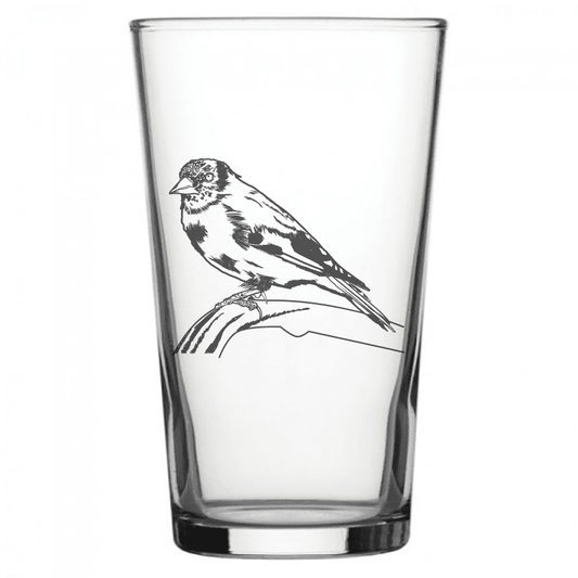 mockup image of Pint Beer Glass engraved with Gold Fitch Bird Artwork | Giftware Engraved
