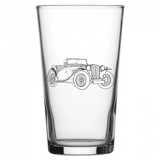 mockup image of Pint Beer Glass engraved with MG TC 1946 Artwork | Giftware Engraved