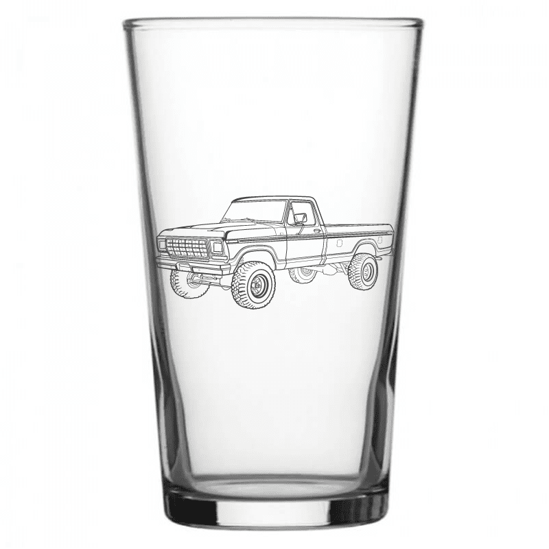 mockup image of Pint Beer Glass engraved with Ford F150 Truck Artwork | Giftware Engraved