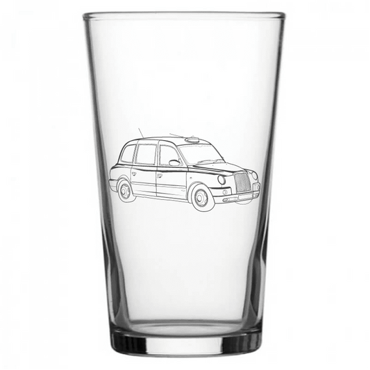 mockup image of Pint Beer Glass engraved with London Taxi Artwork | Giftware Engraved