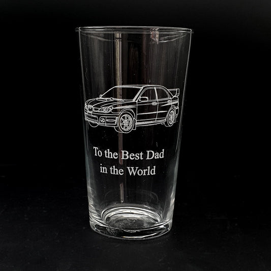 Subaru WSX Impreza Beer Glass | Giftware Engraved