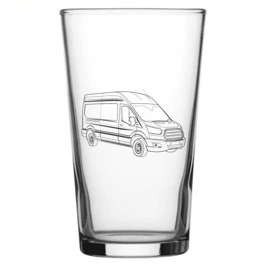 mockup image of Pint Beer Glass engraved with Transit Van Artwork | Giftware Engraved