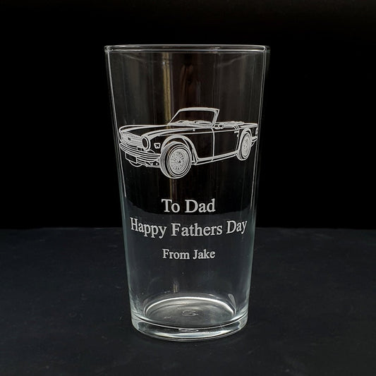 Triumph TR6 Beer Glass | Giftware Engraved