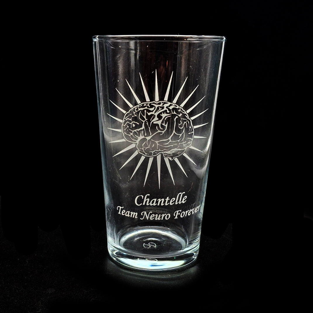 Our Brain Starburst Engraved on Everyday Beer Glass | Giftware Engraved