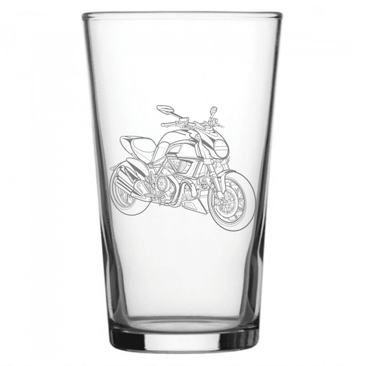 DUC Diavel Motorcycle Beer Glass | Giftware Engraved