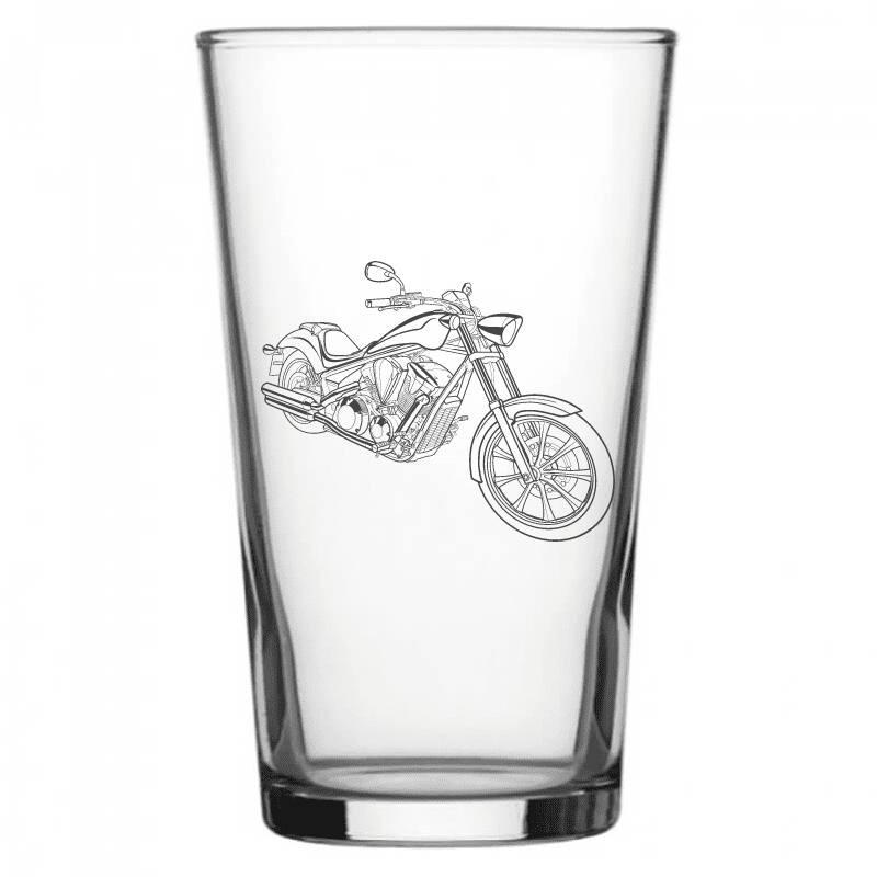 mockup image of Pint Beer Glass engraved with Honda Fury Motorcycle Artwork | Giftware Engraved