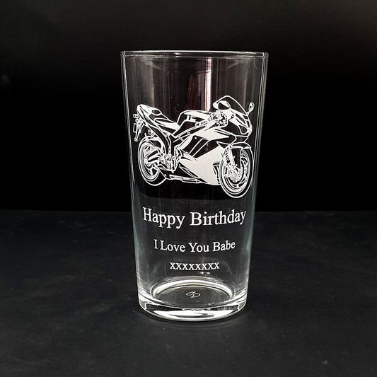 Racing Bike  Beer Glass | Giftware Engraved