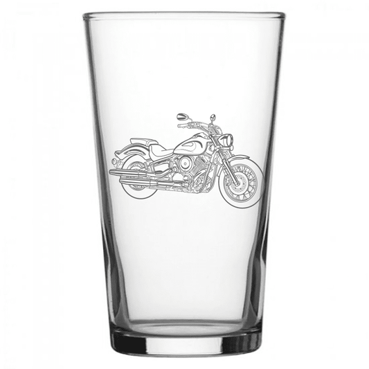 YAM V-Star 1100 Dragstar Motorcycle Beer Glass | Giftware Engraved