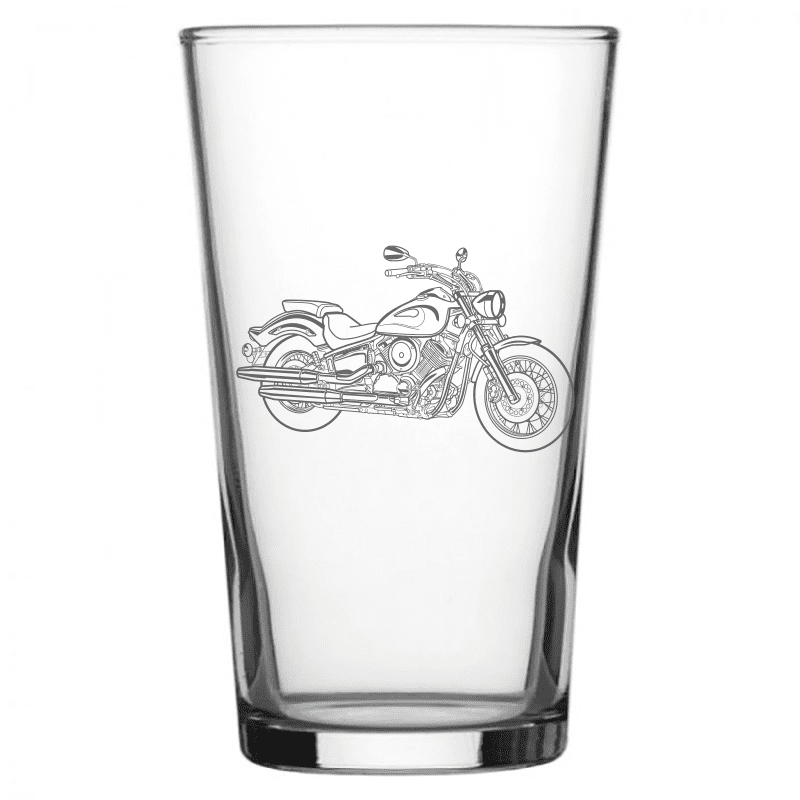 YAM V-Star 1100 Dragstar Motorcycle Beer Glass | Giftware Engraved