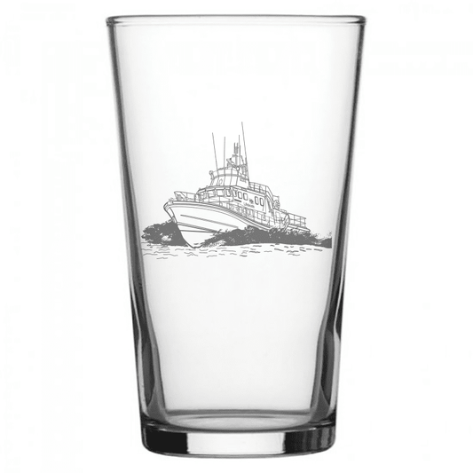 mockup image of Pint Beer Glass engraved with RNLI Lifeboat Artwork | Giftware Engraved
