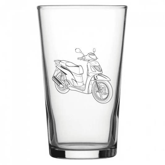 mockup image of Pint Beer Glass engraved with Honda SH125 Scooter Artwork | Giftware Engraved