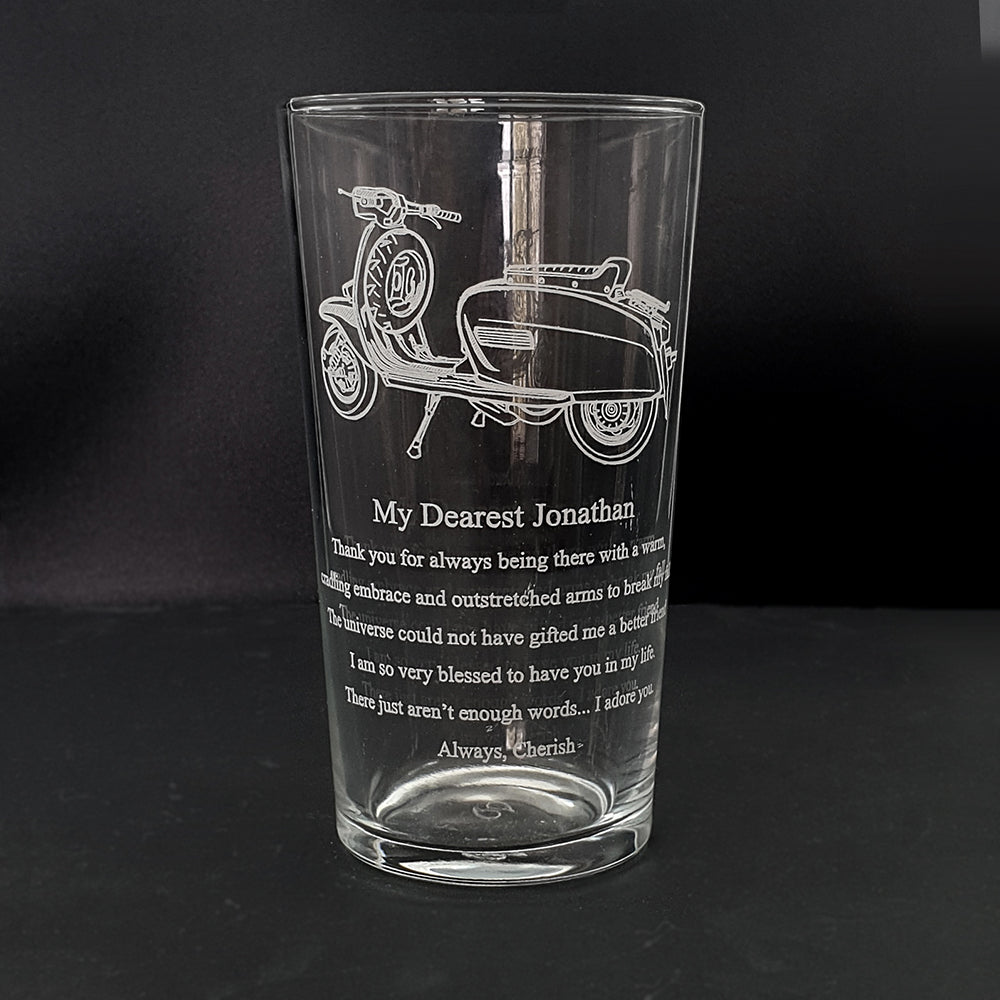 Lambrette Scooter Beer Glass | Giftware Engraved