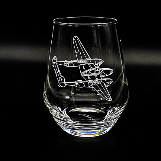 P38 Lightning Aircraft Stemless Wine Glass |  Giftware Engraved