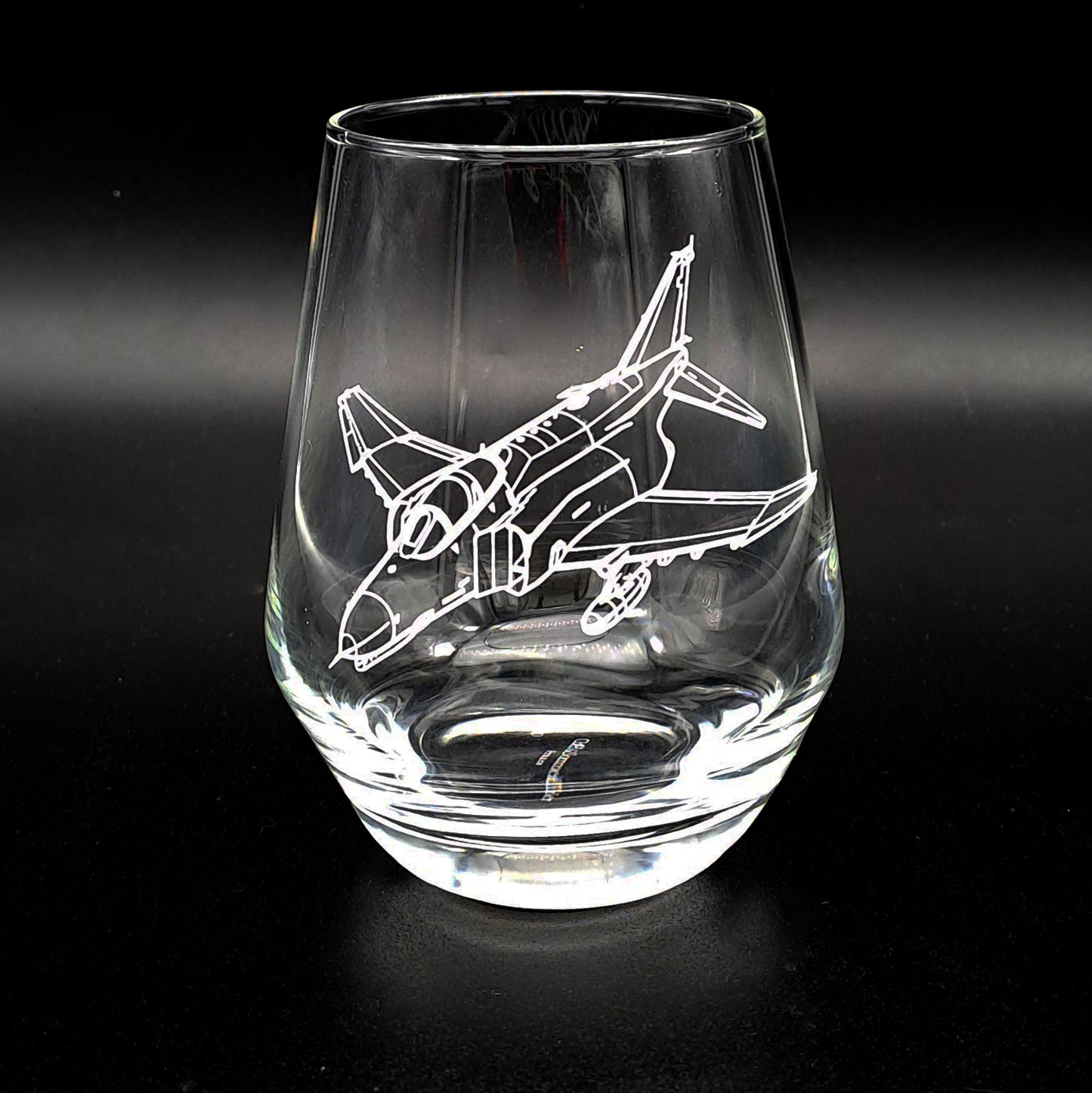 F4 Phantom Aircraft engarved on Stemless Wine Glass | Giftware Engraved