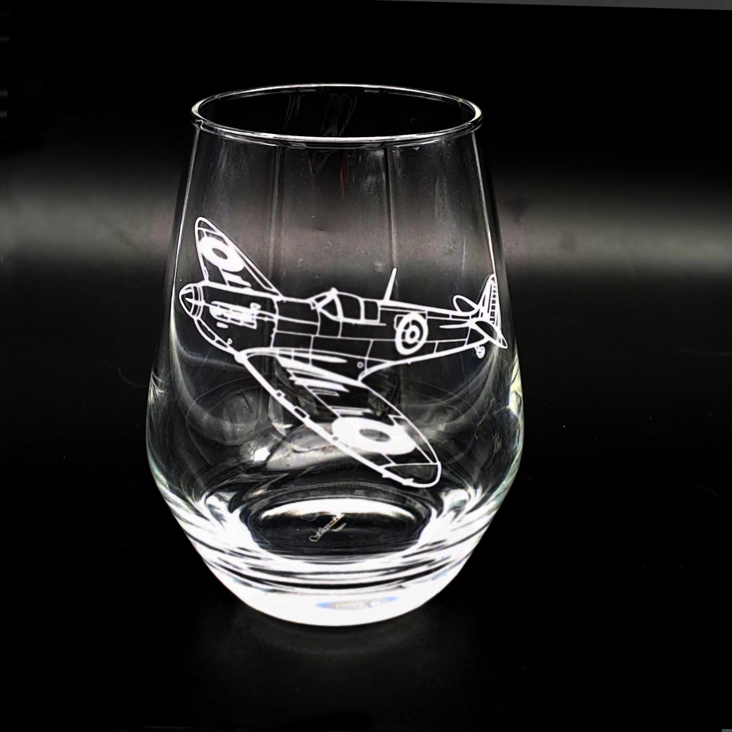 Supermarine Spitfire Engraved on Stemless Wine Glass | Giftware Engraved