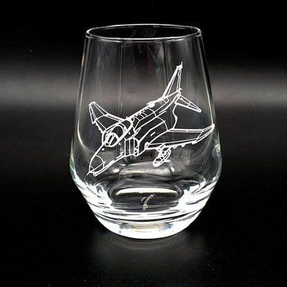 F4 Phantom Aircraft Engraved on Stemless Wine Glass Tumbler | Giftware Engraved