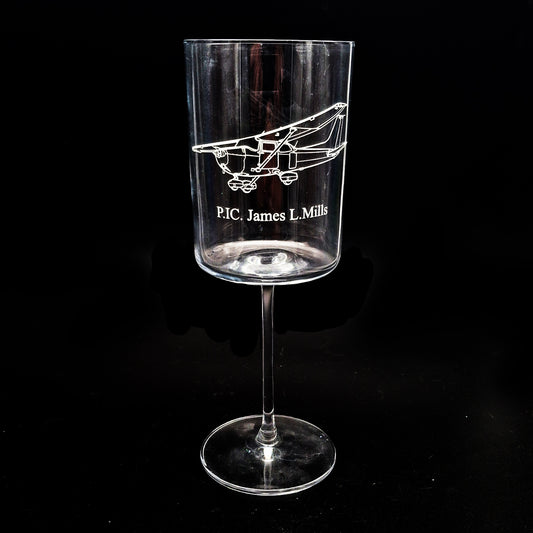 Personalised Cessna 172  Retro Wine Glass | Giftware Engraved