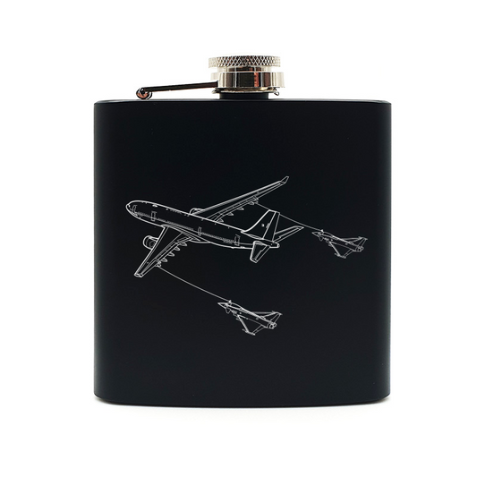 a330 tanker with euro fighters hip flask – digital engraving mockup / engraving preview