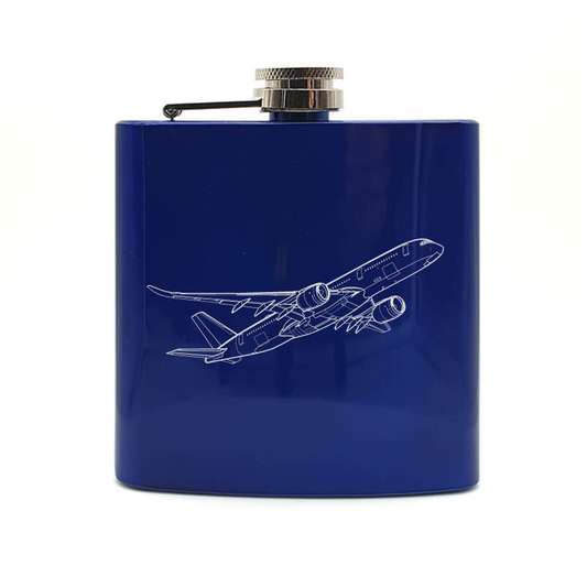 airbus a350 aircraft hip flask – digital engraving mockup / engraving preview