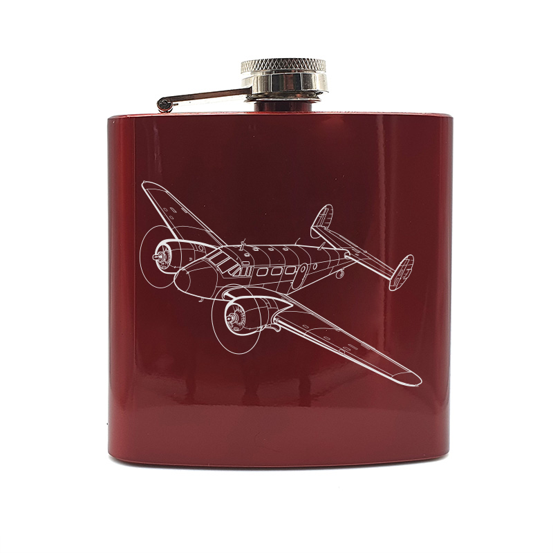 beechcraft 18 aircraft hip flask – digital engraving mockup / engraving preview