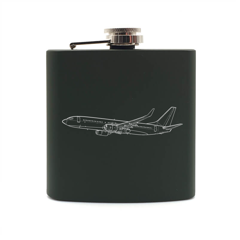 boeing 737 aircraft hip flask – digital engraving mockup / engraving preview