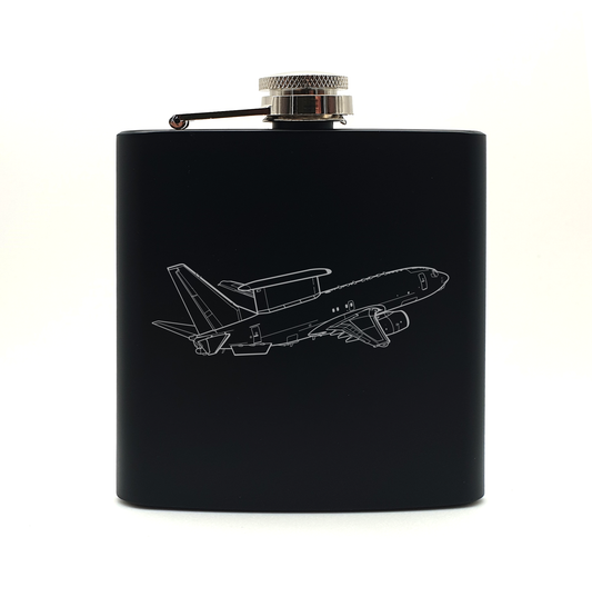 boeing E7 wedgetail aircraft hip flask – digital engraving mockup / engraving preview