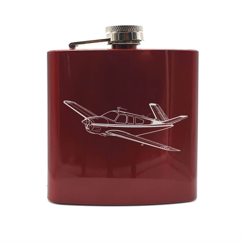 beechcraft bonanza v tail aircraft hip flask – digital engraving mockup / engraving preview