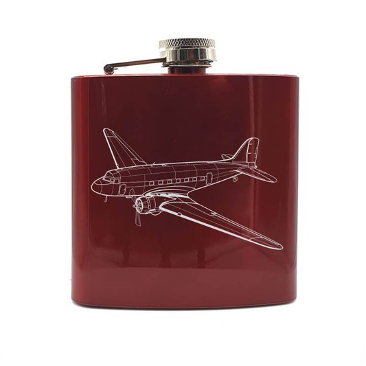douglas dc3 aircraft hip flask – digital engraving mockup / engraving preview