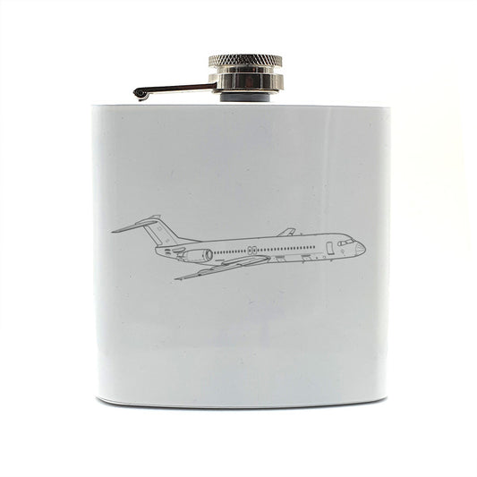 fokker 100 aircraft hip flask – digital engraving mockup / engraving preview