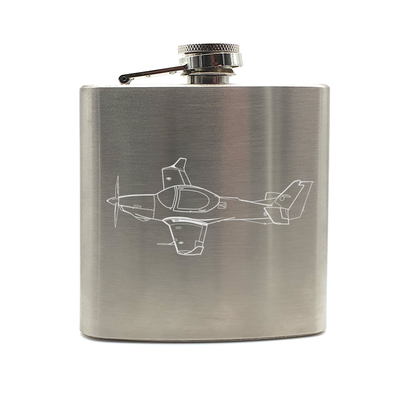 Grob  102T Aircraft hip flask – digital engraving mockup / engraving preview