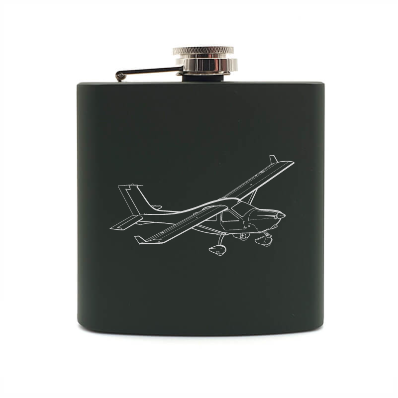 Jabiru J230 aircraft hip flask – digital engraving mockup / engraving preview