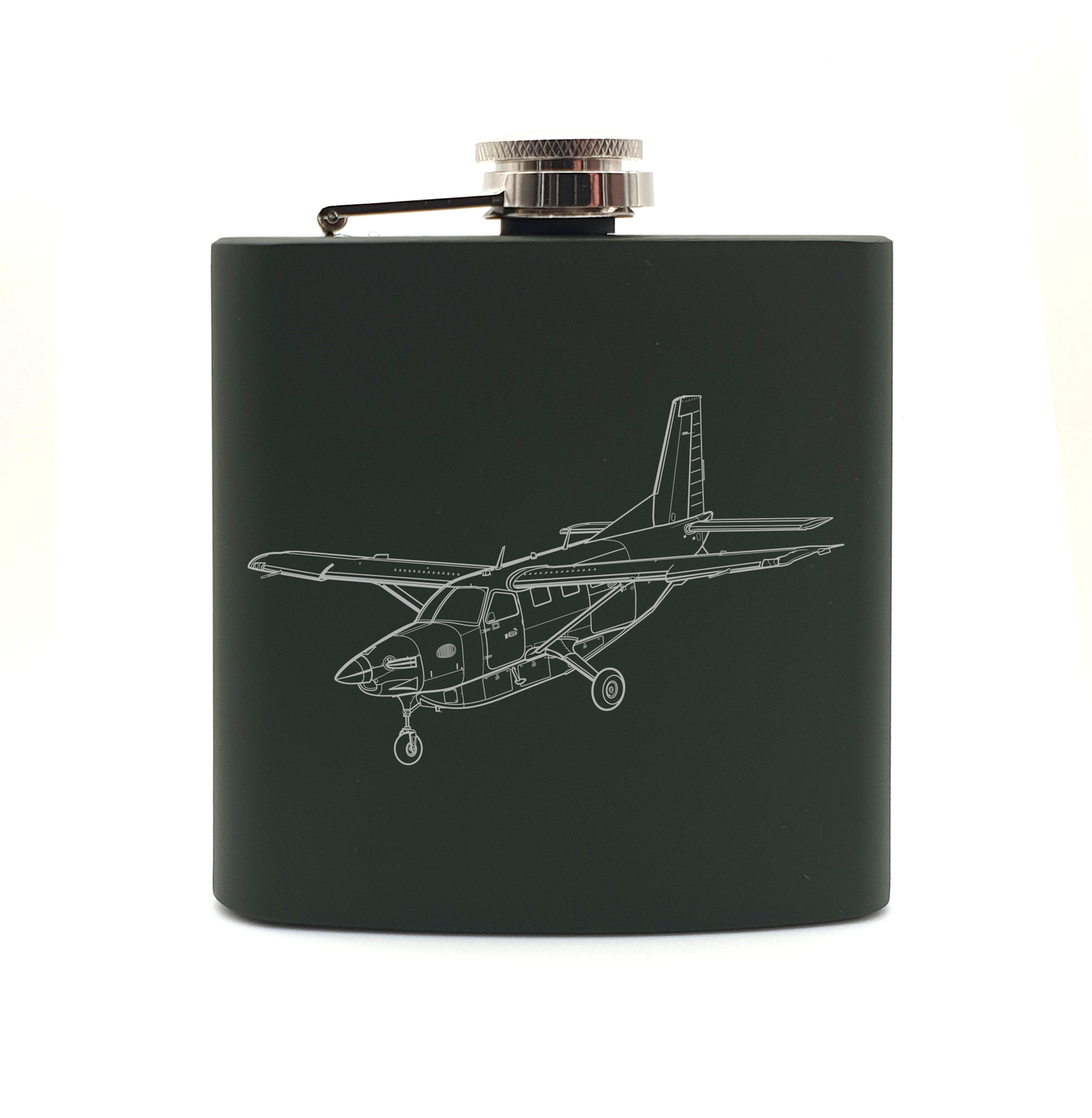 kodiak aircraft hip flask – digital engraving mockup / engraving preview