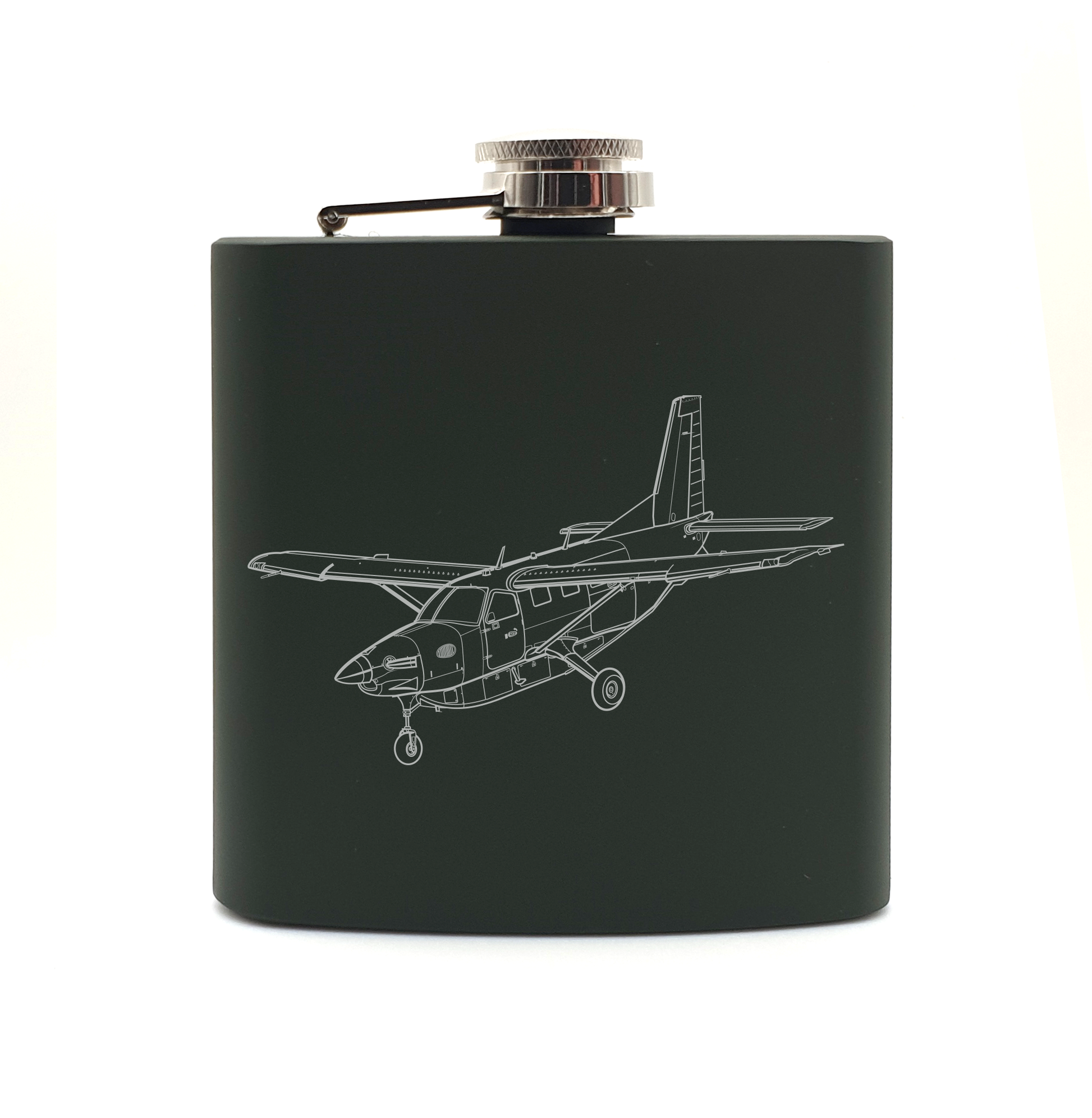 kodiak aircraft hip flask – digital engraving mockup / engraving preview