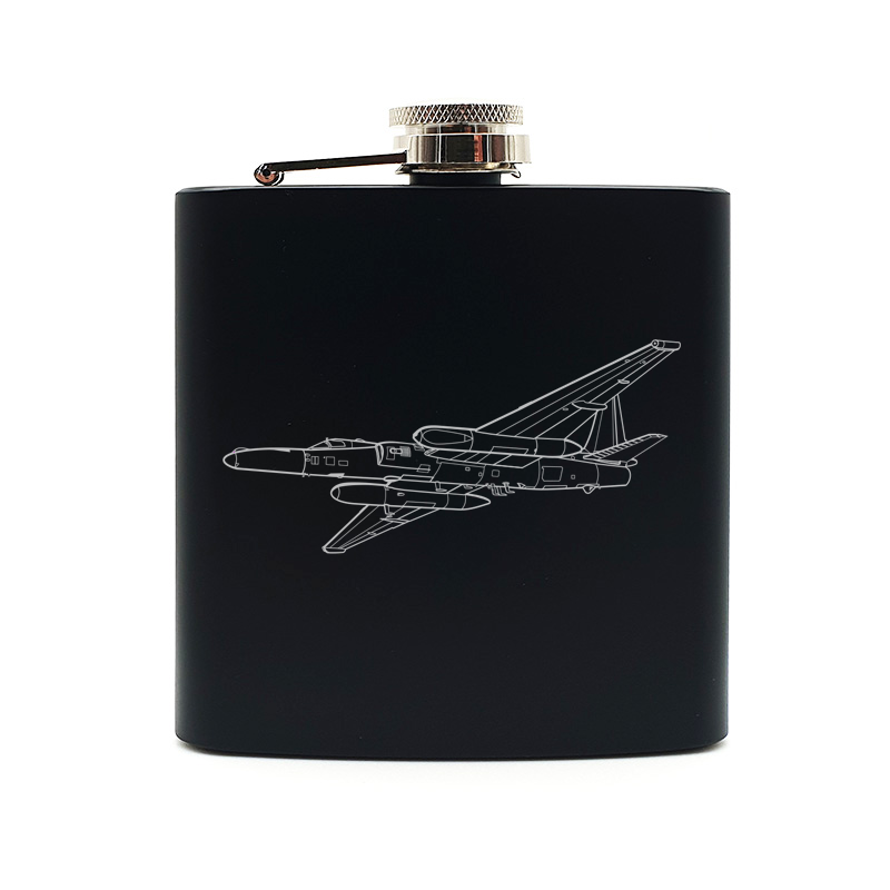 u2 spy plane hip flask – digital engraving mockup / engraving preview