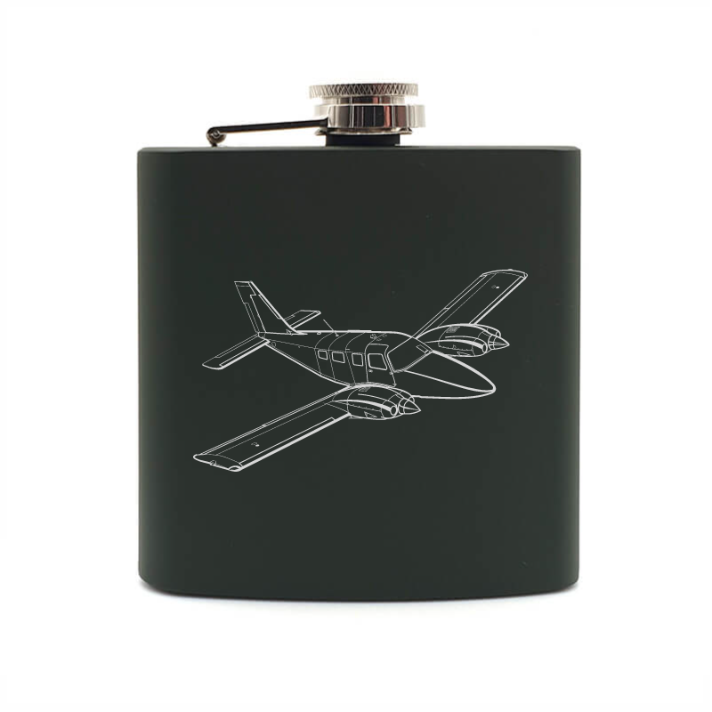 Piper PA34 seneca aircraft hip flask – digital engraving mockup / engraving preview