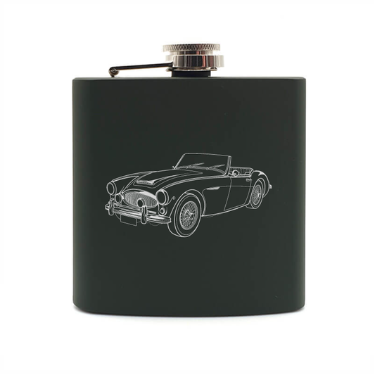Austin healey 3000 car hip flask – digital engraving mockup / engraving preview