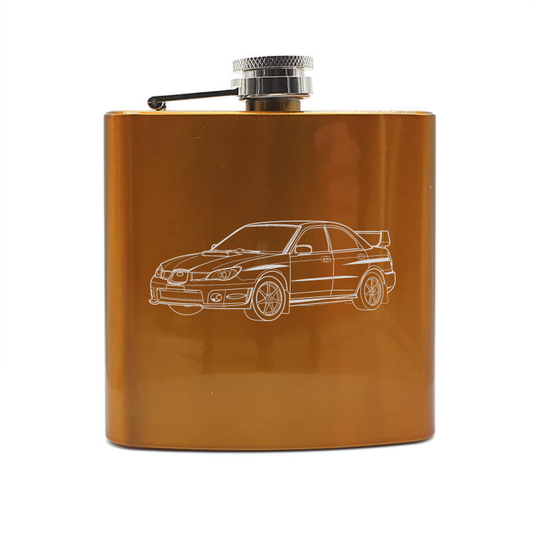 Sub impreza WRX car hip flask – digital engraving mockup / engraving preview