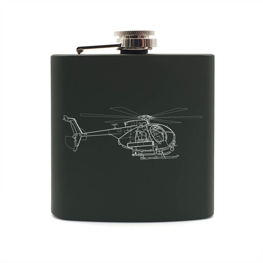 ah6 littlebird helicopter hip flask – digital engraving mockup / engraving preview
