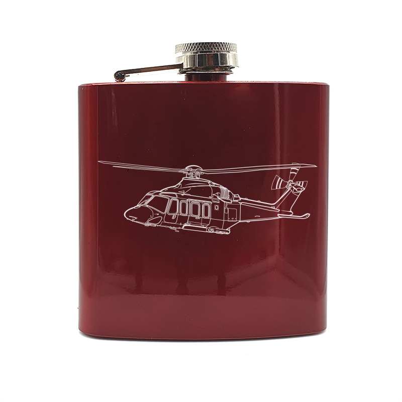Agusta Westland Aw139 helicopter hip flask – digital engraving mockup / engraving preview