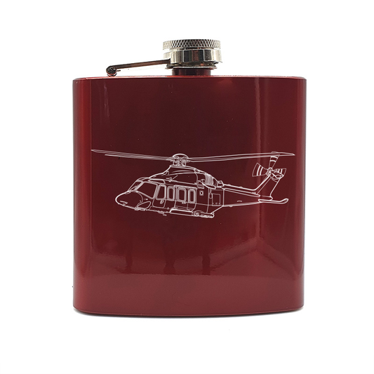 Agusta Westland Aw139 helicopter hip flask – digital engraving mockup / engraving preview
