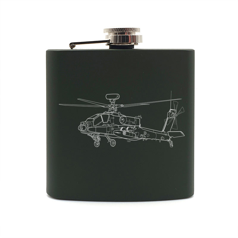 Apache helicopter hip flask – digital engraving mockup / engraving preview