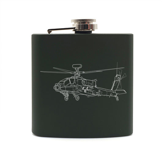 Apache helicopter hip flask – digital engraving mockup / engraving preview