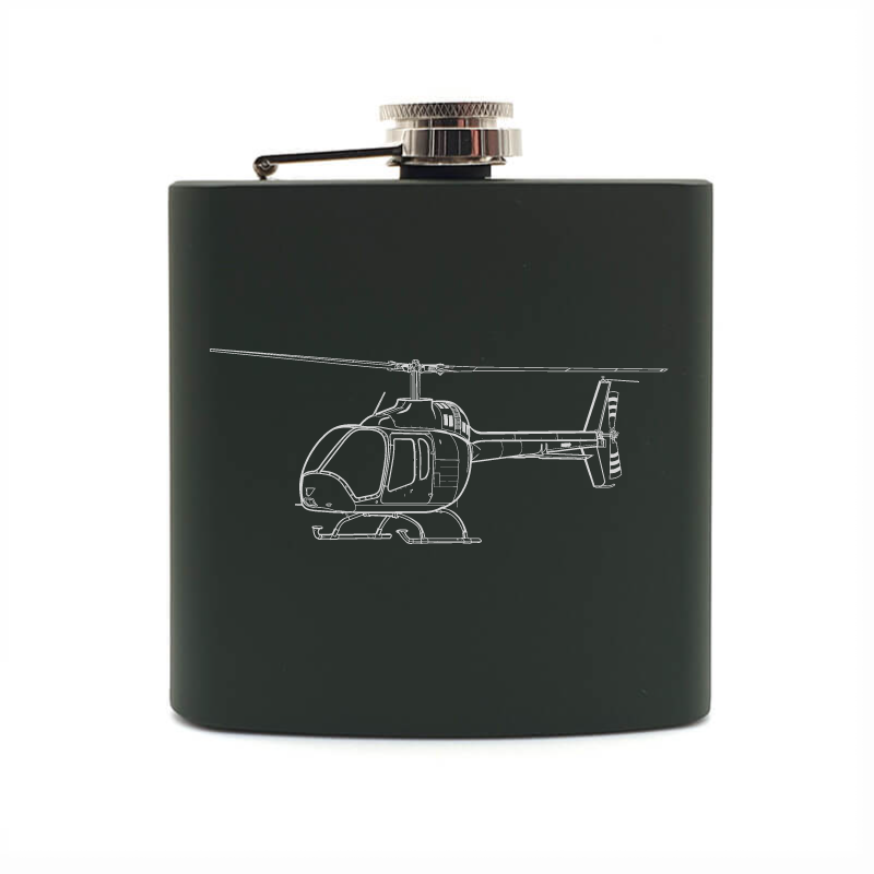 Bell 505 jet ranger helicopter hip flask – digital engraving mockup / engraving preview